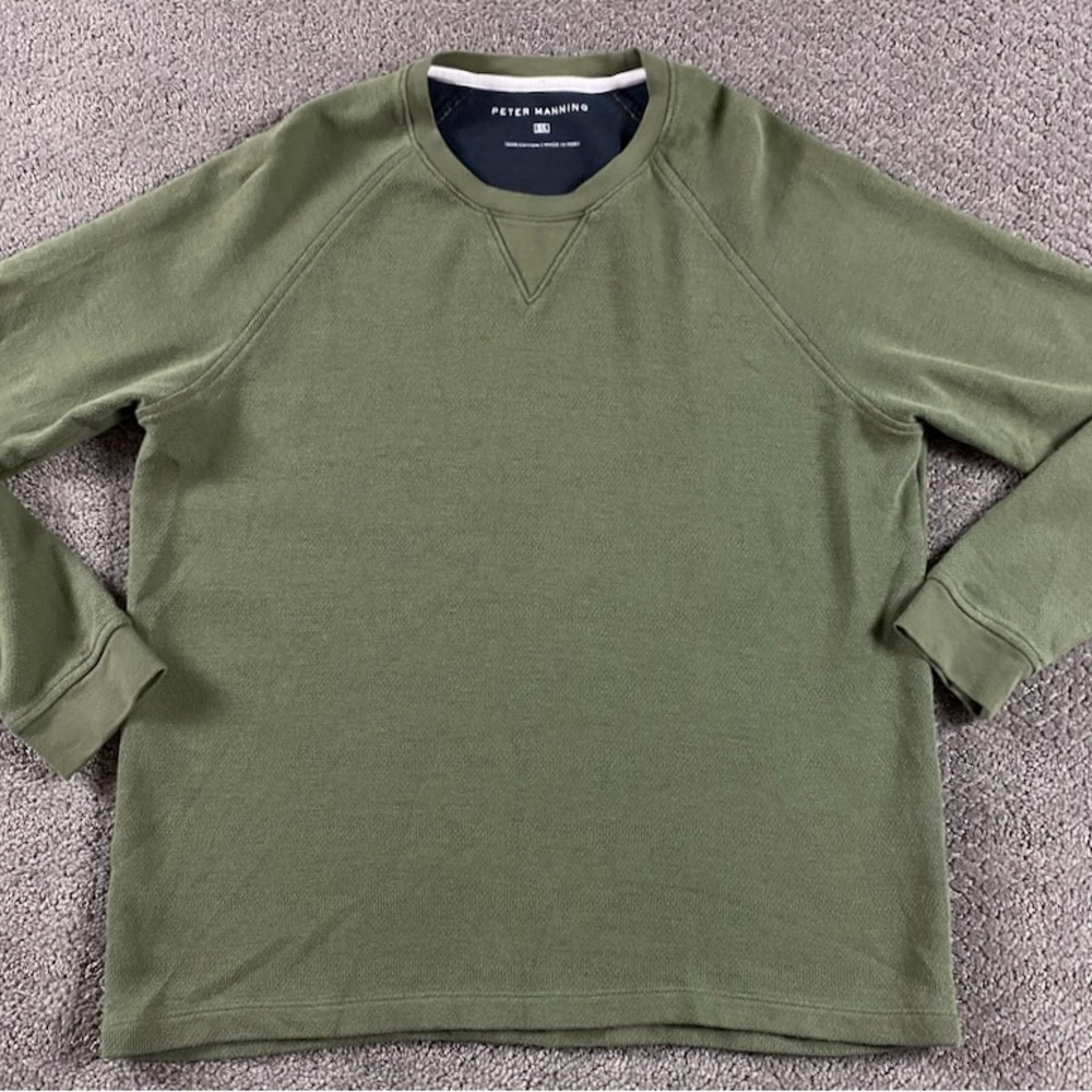Peter Manning Cotton Crewneck Sweatshirt Sweater Men's 2X Green